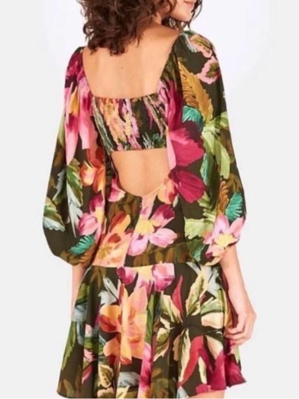 Farm Rio Tropical Floral Mini Dress Vacationcore Resortwear Sz P 2-4 - Picture 2 of 8